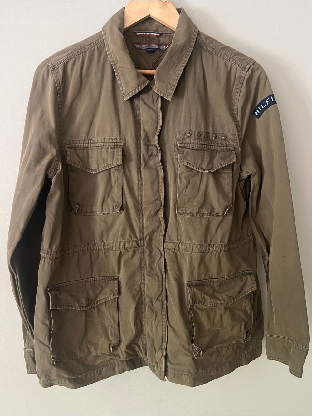 Tommy Hilfiger Olive Green Military-Style Field Jacket